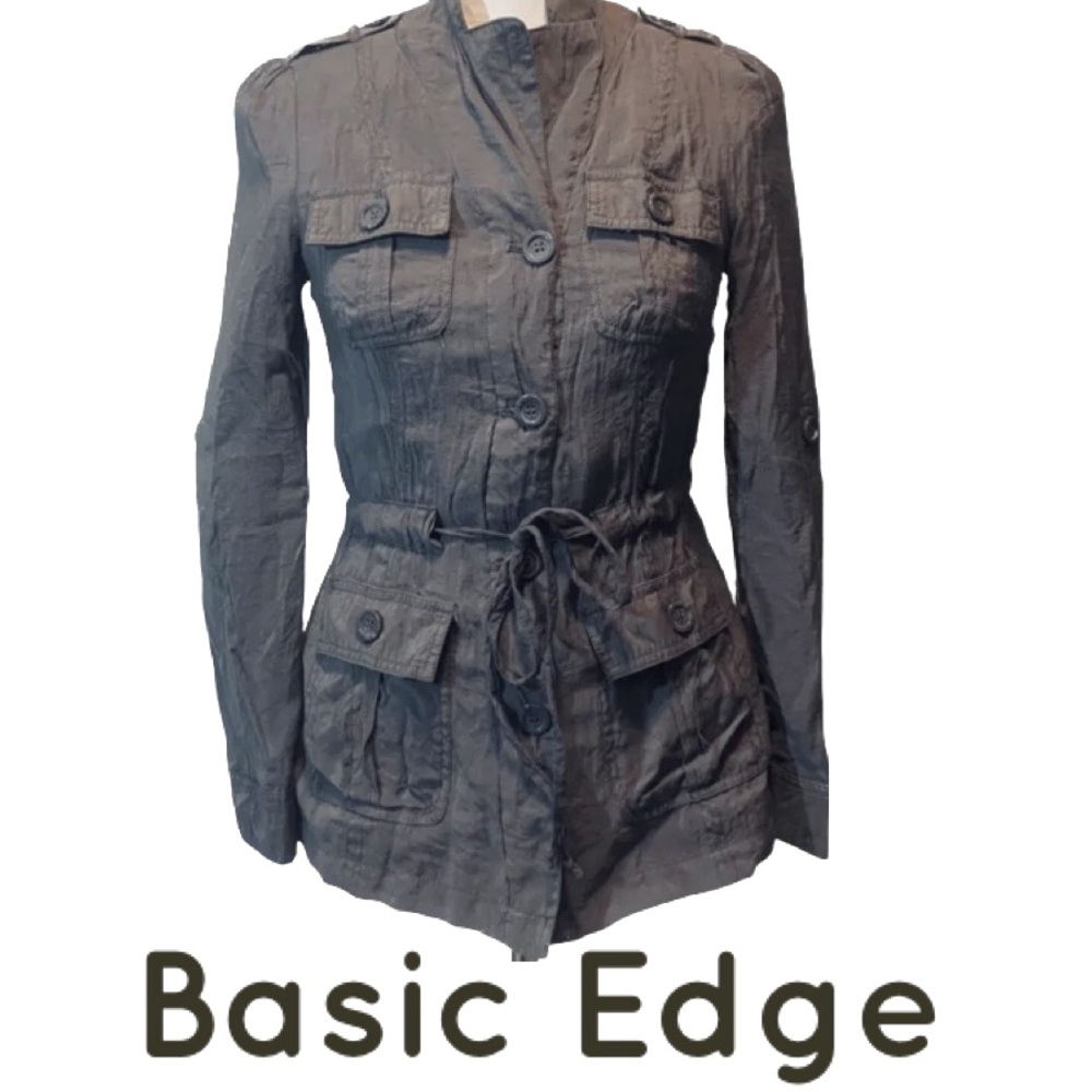 Basic Edge Gray Metallic Sheen Utility Trench Jac… - image 1